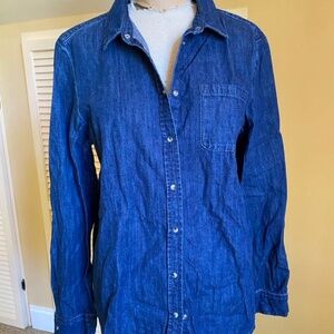 Sezane Tomboy Chemise Button Down Up Shirt Denim Blue sz 40 8